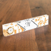 Porte-nom Pour Bureau Personnaliser l'information Monogramme Leaf Vines (Taille)