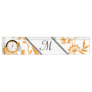 Porte-nom Pour Bureau Personnaliser l'information Monogramme Leaf Vines