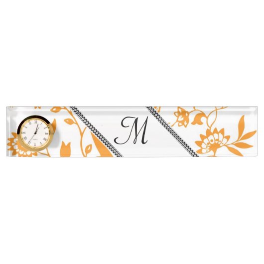 Porte-nom Pour Bureau Personnaliser l'information Monogramme Leaf Vines (Devant)
