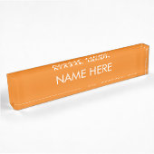 Porte-nom Pour Bureau personnaliser, modifier le nom texte orange blanc
