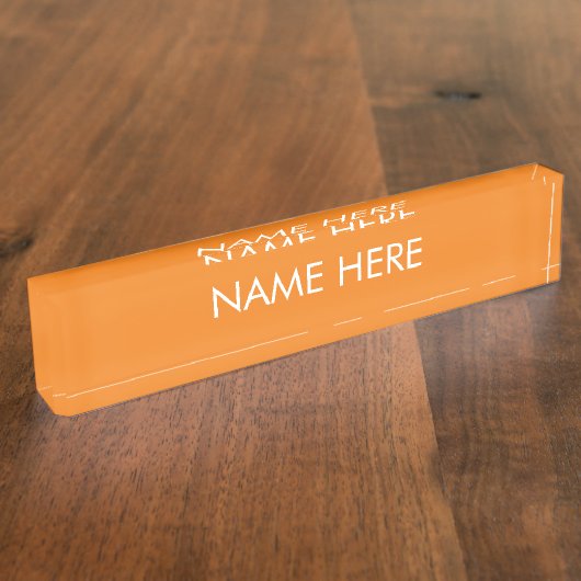 Porte-nom Pour Bureau personnaliser, modifier le nom texte orange blanc (Taille)