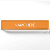 Porte-nom Pour Bureau personnaliser, modifier le nom texte orange blanc (Devant)