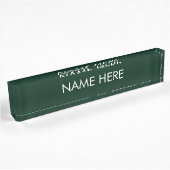 Porte-nom Pour Bureau personnaliser, modifier le nom texte vert foncé bl