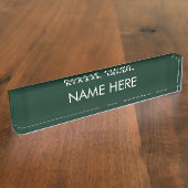 Porte-nom Pour Bureau personnaliser, modifier le nom texte vert foncé bl (Taille)