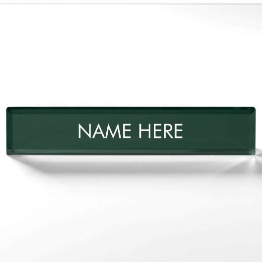 Porte-nom Pour Bureau personnaliser, modifier le nom texte vert foncé bl (Devant)