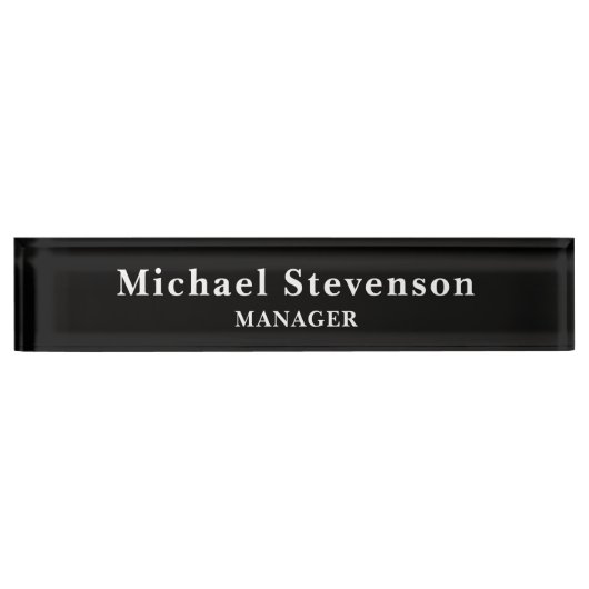 Porte-nom Pour Bureau Personnaliser noire Nom et titre Profession (Devant)