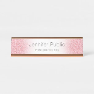 Porte-nom Pour Bureau Personnaliser Rose Gold Modern Elegant Modèle