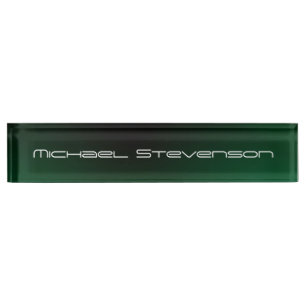 Porte-nom Pour Bureau Personnaliser Texte Professionnel Vert Moderne Pla