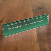 Porte-nom Pour Bureau Personnaliser Texte Professionnel Vert Moderne Pla (Taille)