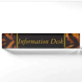 Porte-nom Pour Bureau Personnalisez l'art de rayures de tigre de motif d