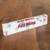 Porte-nom Pour Bureau Personnalisez, les papillons colorés (Taille)