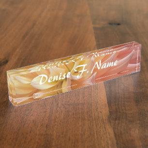 Porte-nom Pour Bureau Pétales rose Dahlia Personnalisé Floral