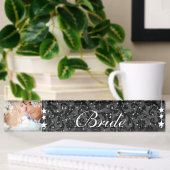 Porte-nom Pour Bureau Photo Black Damask Bride Mariage Inséparable