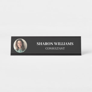 Porte-nom Pour Bureau Photo de profil professionnelle simple et moderne
