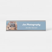 Porte-nom Pour Bureau Photographe bleu sur mesure (Devant)