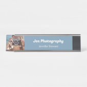 Porte-nom Pour Bureau Photographe bleu sur mesure (Devant)