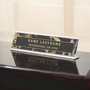 Porte-nom Pour Bureau Pierre en marbre noir moderne sur mesure minimalis