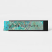 Porte-nom Pour Bureau Pierre minérale bleu Chrysocolla Personnalisée (Devant)