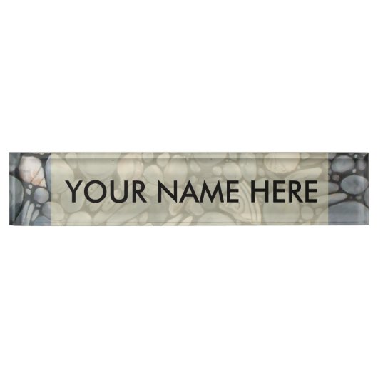 Porte-nom Pour Bureau Pierres de plage Coques Galets Rochers Peinture Ar (Devant)