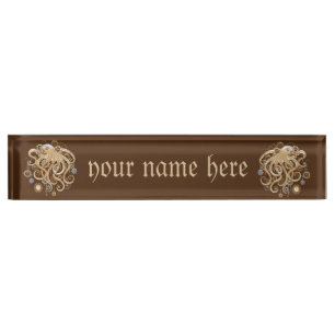 Porte-nom Pour Bureau Pieuvre Steampunk Rétro Fantastique Mécanique