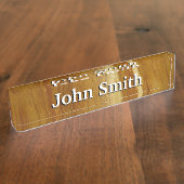 Porte-nom Pour Bureau Pine Wood II Faux Texture en bois (Taille)