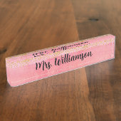 Porte-nom Pour Bureau Pink Gold enseignant enseignant professionnel (Taille)