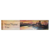 PORTE-NOM POUR BUREAU PINK MOUNTAINS LAC ALPINE SUNSET PAYSAGE (Devant)