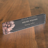 Porte-nom Pour Bureau Pink Shiny Flowers Black  (Taille)