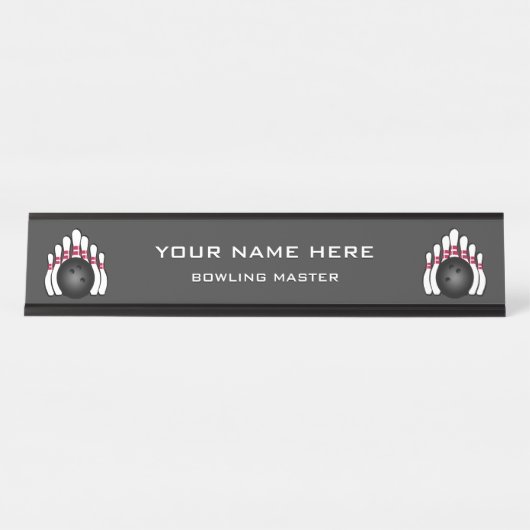 Porte-nom Pour Bureau Pins et balles de bowling (Devant)