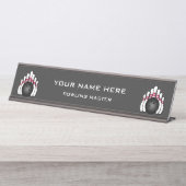 Porte-nom Pour Bureau Pins et balles de bowling (Devant)