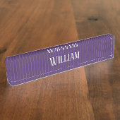 Porte-nom Pour Bureau Pinstripes pourpres (Taille)