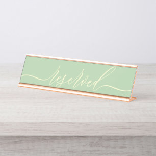Porte-nom Pour Bureau Pistache & Crème Minimaliste Écriture Table Réserv