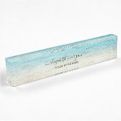 Porte-nom Pour Bureau Plage Été Personalisé Bleu Script Élégant