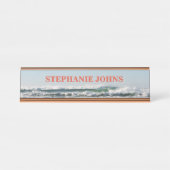 Porte-nom Pour Bureau Plage Océan Nom Monogramme Water Blue Orange (Devant)