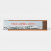 Porte-nom Pour Bureau Plage Océan Nom Monogramme Water Blue Orange (Devant)