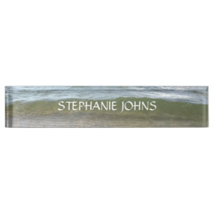 Porte-nom Pour Bureau Plage Ocean Waves Eau Abstrait Nom personnalisé C