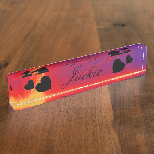 Porte-nom Pour Bureau Plaque de bureau - HAMbyWhiteGlove - Firey Hearts (Taille)