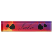 Porte-nom Pour Bureau Plaque de bureau - HAMbyWhiteGlove - Firey Hearts (Devant)