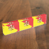 Porte-nom Pour Bureau Plaque de bureau patriotique avec Drapeau de Sicil (Taille)