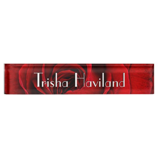 Porte-nom Pour Bureau Plaque de nom du bureau HAMbyWG - Rose rouge class (Devant)