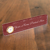 Porte-nom Pour Bureau Plaque de nom personnalisée avec horloge (Taille)
