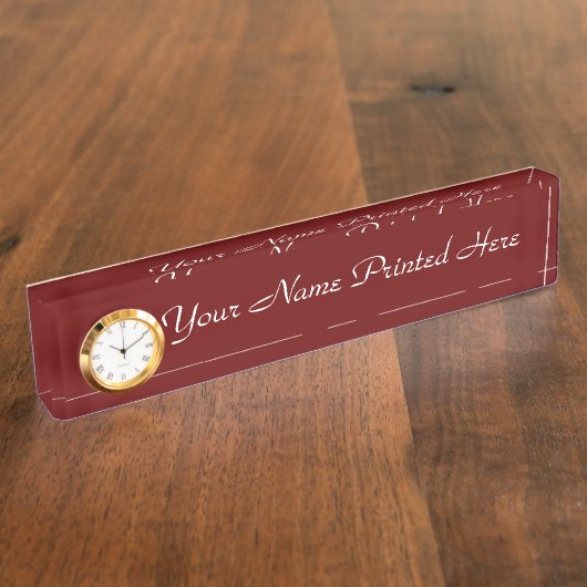 Porte-nom Pour Bureau Plaque de nom personnalisée avec horloge (Taille)