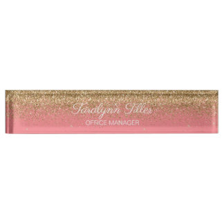 Porte-nom Pour Bureau Plaque de parties scintillant rose