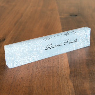 Porte-nom Pour Bureau Plaque d'identification bleue