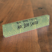 Porte-nom Pour Bureau Plaque d'identification d'art déco vert jaunâtre (Taille)
