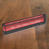 Porte-nom Pour Bureau Plaque d'identification de bureau acrylique elle (Taille)