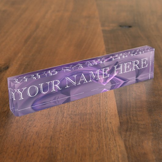 Porte-nom Pour Bureau Plaque d'identification de fractale de Purple (Taille)