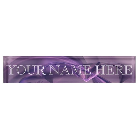 Porte-nom Pour Bureau Plaque d'identification de fractale de Purple (Devant)