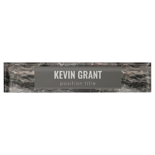 Porte-nom Pour Bureau Plaque d'identification de texture de pierre de ma (Devant)