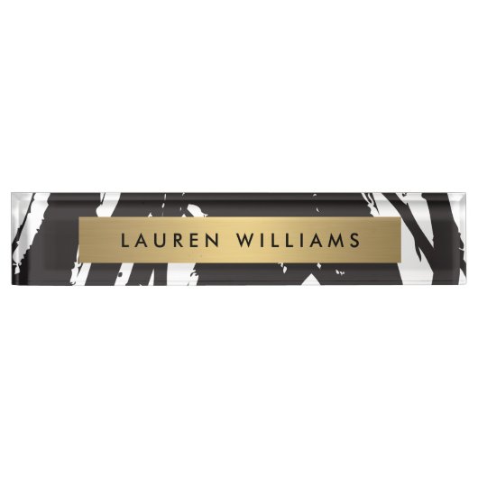 Porte-nom Pour Bureau Plaque d'identification du bureau Abstraite en noi (Devant)